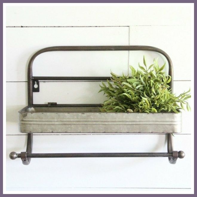 Kitchen Wall Shelf With Towel Rack | Antique Farmhouse