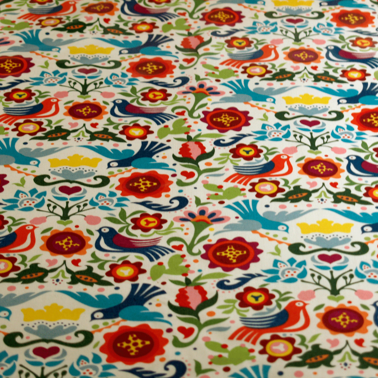 Laminated Cotton Oilcloth Tablecloth La Paloma tea stained