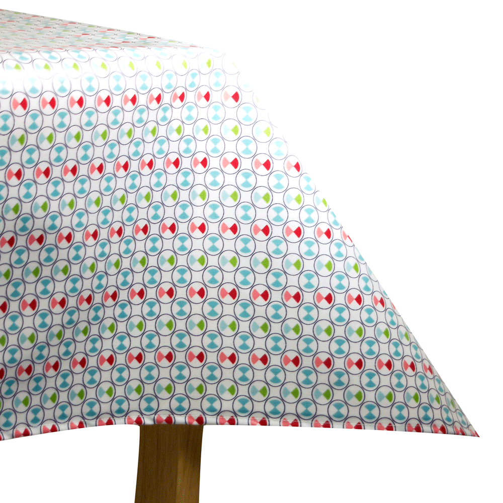 Laminated Cotton Oilcloth Tablecloth Vintage Happy circles by