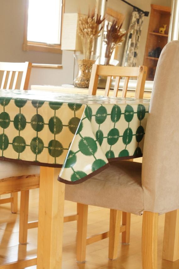 Laminated Cotton Tablecloth Green Arrow