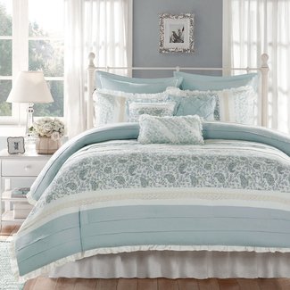 Light Blue and White Comforters and Bedding Sets
