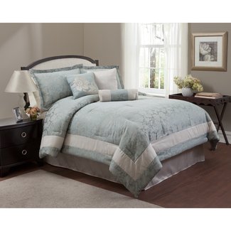 Light Blue and White Comforters and Bedding Sets