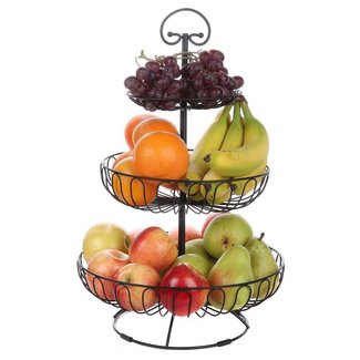 Lily's Home Wire Fruit and Vegetable Holder, 3-Tiered Fruit Basket, Kitchen Accessories