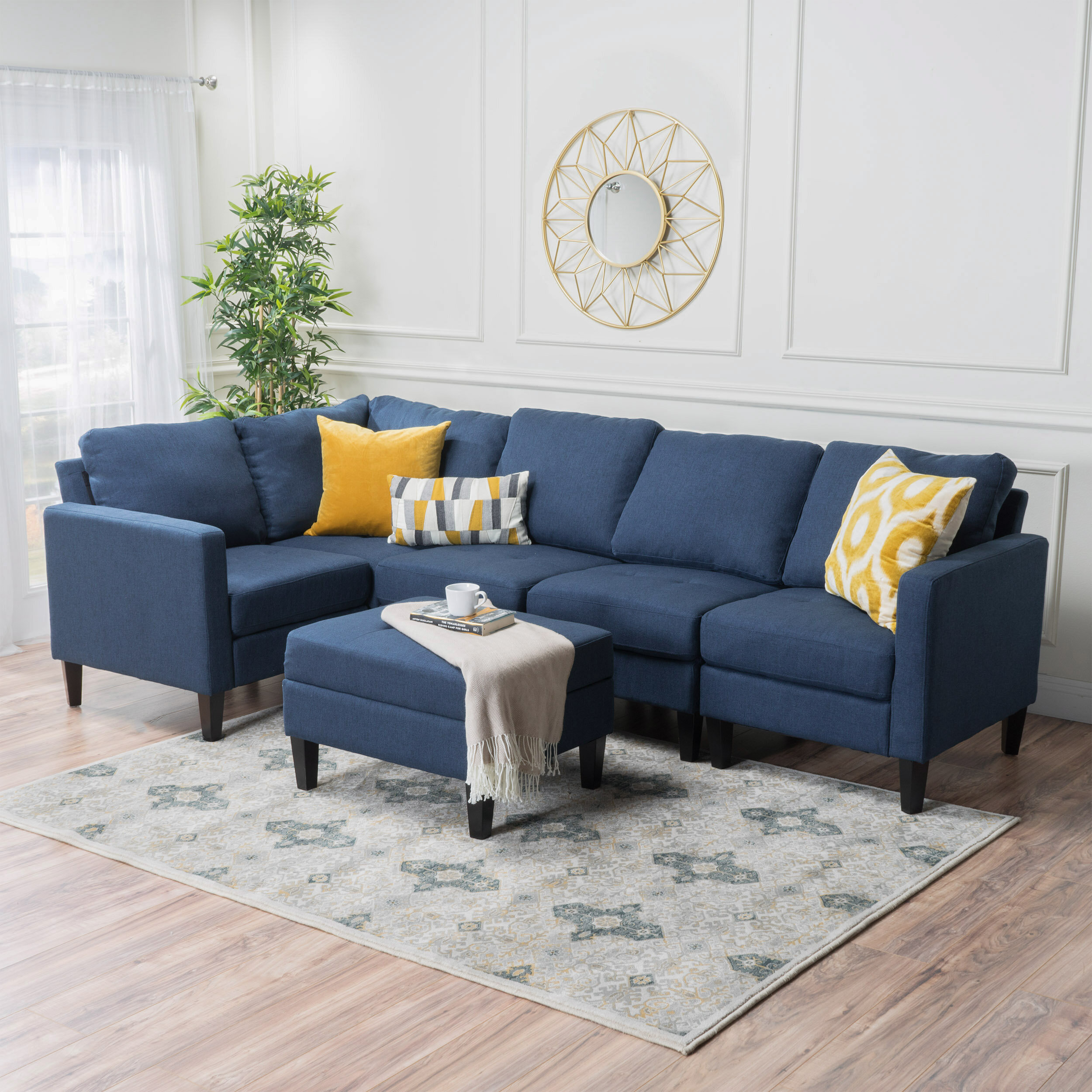 Navy Blue Sectional Sofa With Ottoman Sofa Design Ideas   Longwood Modular Sectional Ottoman 