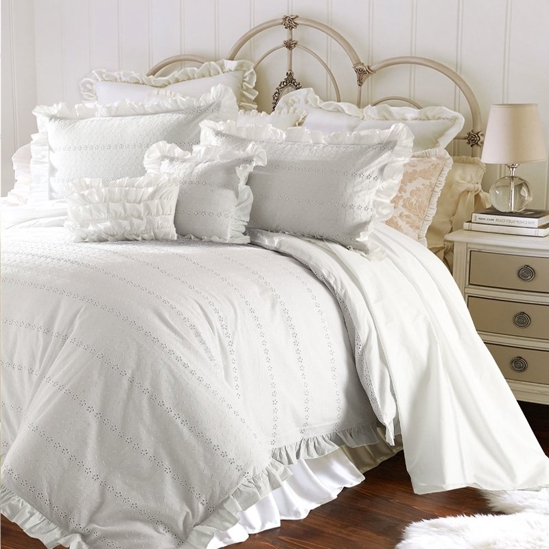 Unique Bedding Sets For Adults VisualHunt   Luxurious Romantic Solid White Embroidered Flower Simply 