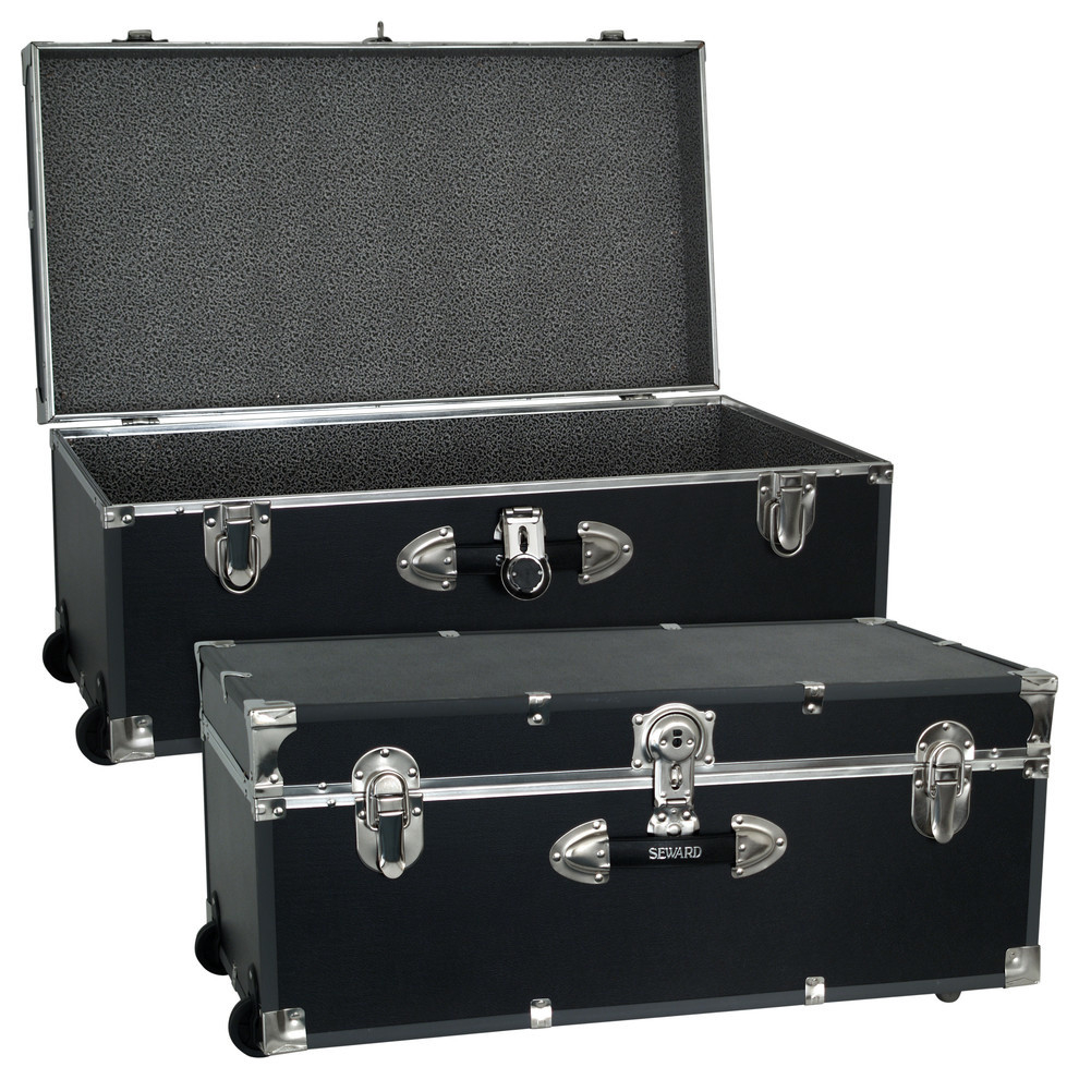 Details about   30" Trunk with Lock Footlocker Trunk Lock End Table Chest Dorm Room Storage 