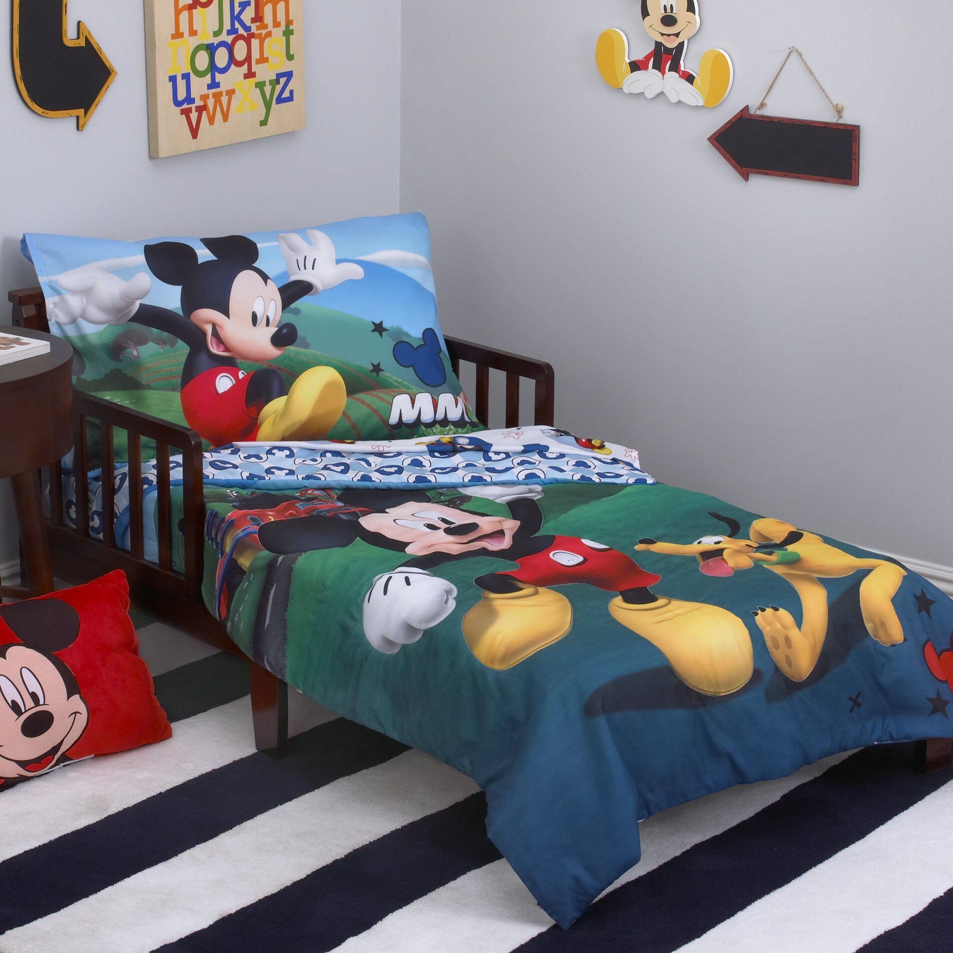 mickey mouse & red white dots 100cm x 135cm Reversible Cot Duvet Cover and Pillowcase Set 100% COTTON 