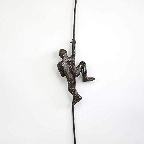 Handmade Artisan Bronze Rock Climber Metal Wall Hangings Decor Climbing Man Sculpture 