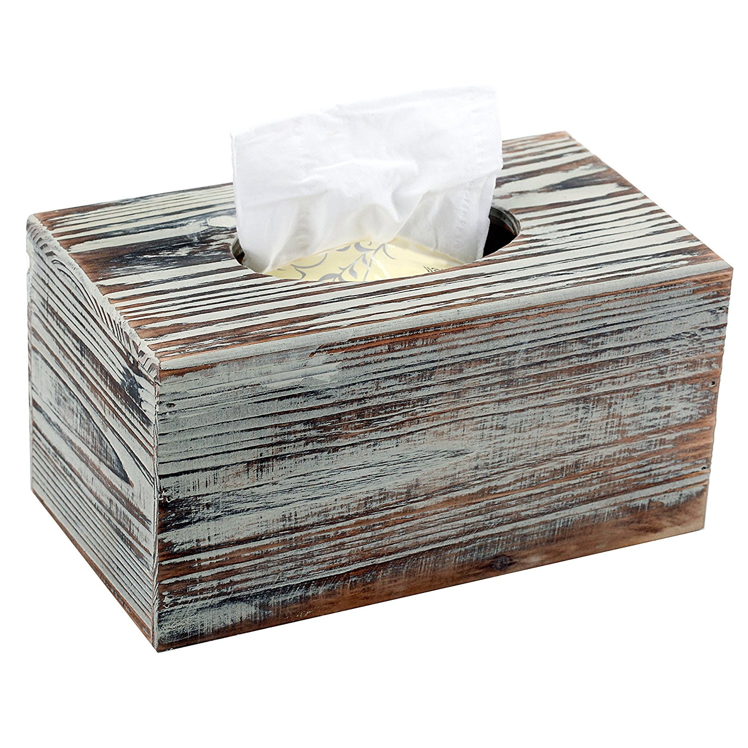 Tissue Box Cover Holder Wooden Handmade House Shaped Sqare for Home Gray 