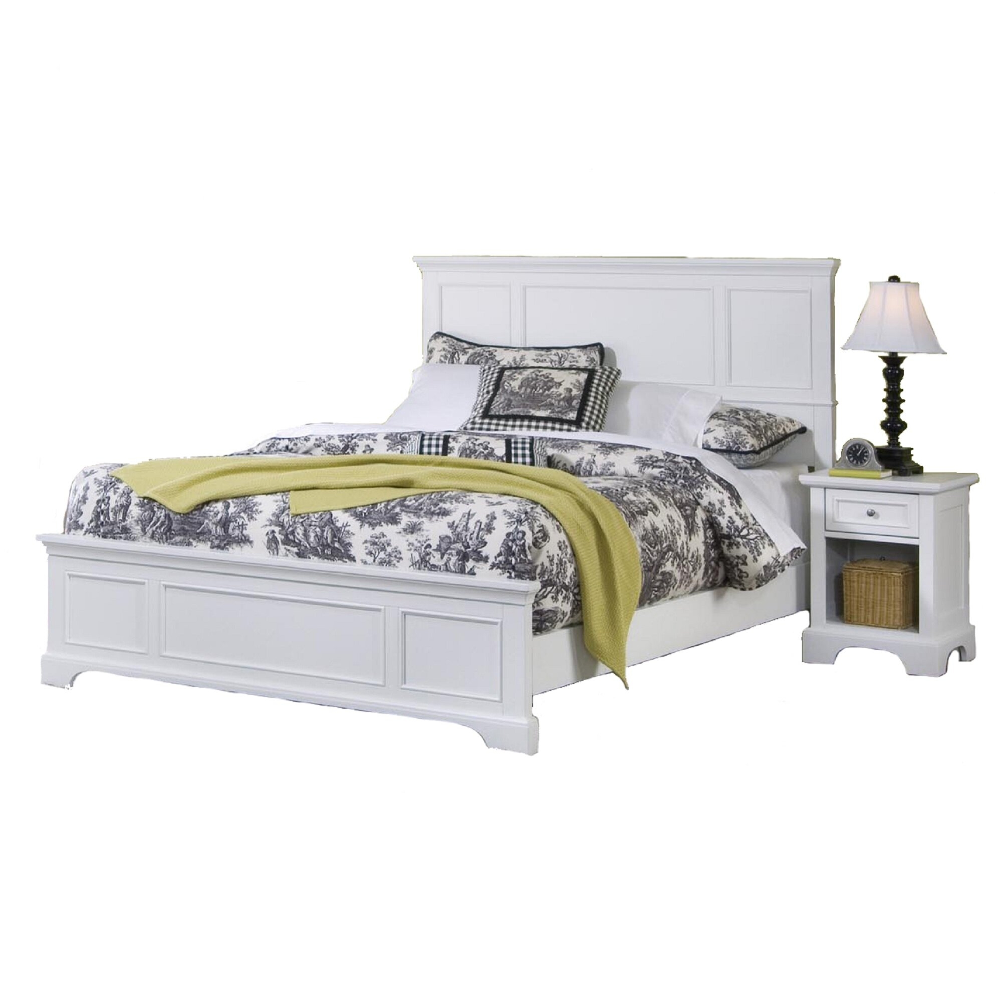 Naples White Queen Bed & Night Stand by Home Styles