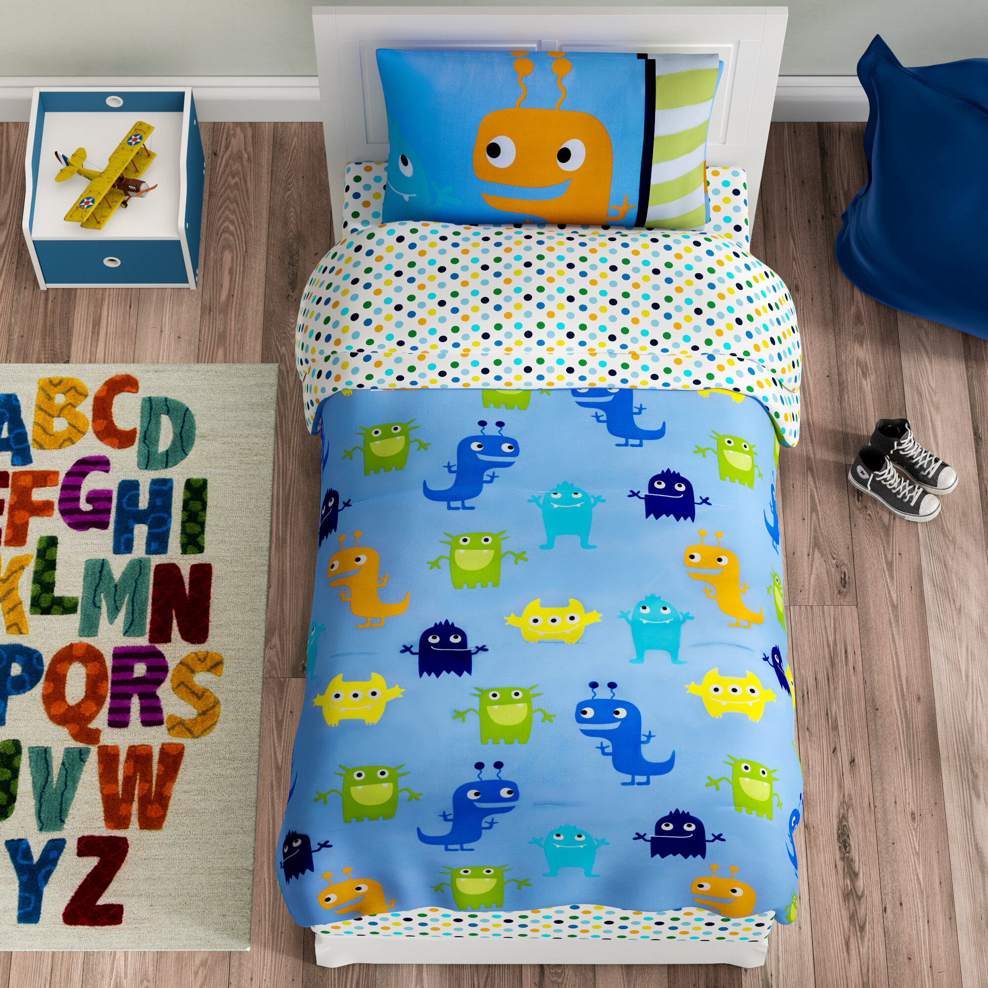 Navya 4 Piece Monsters Toddler Bedding Set