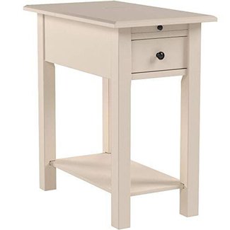 One Source Living Side Table with Charging Station in Antique White