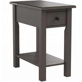 one source living side table with charging station in black