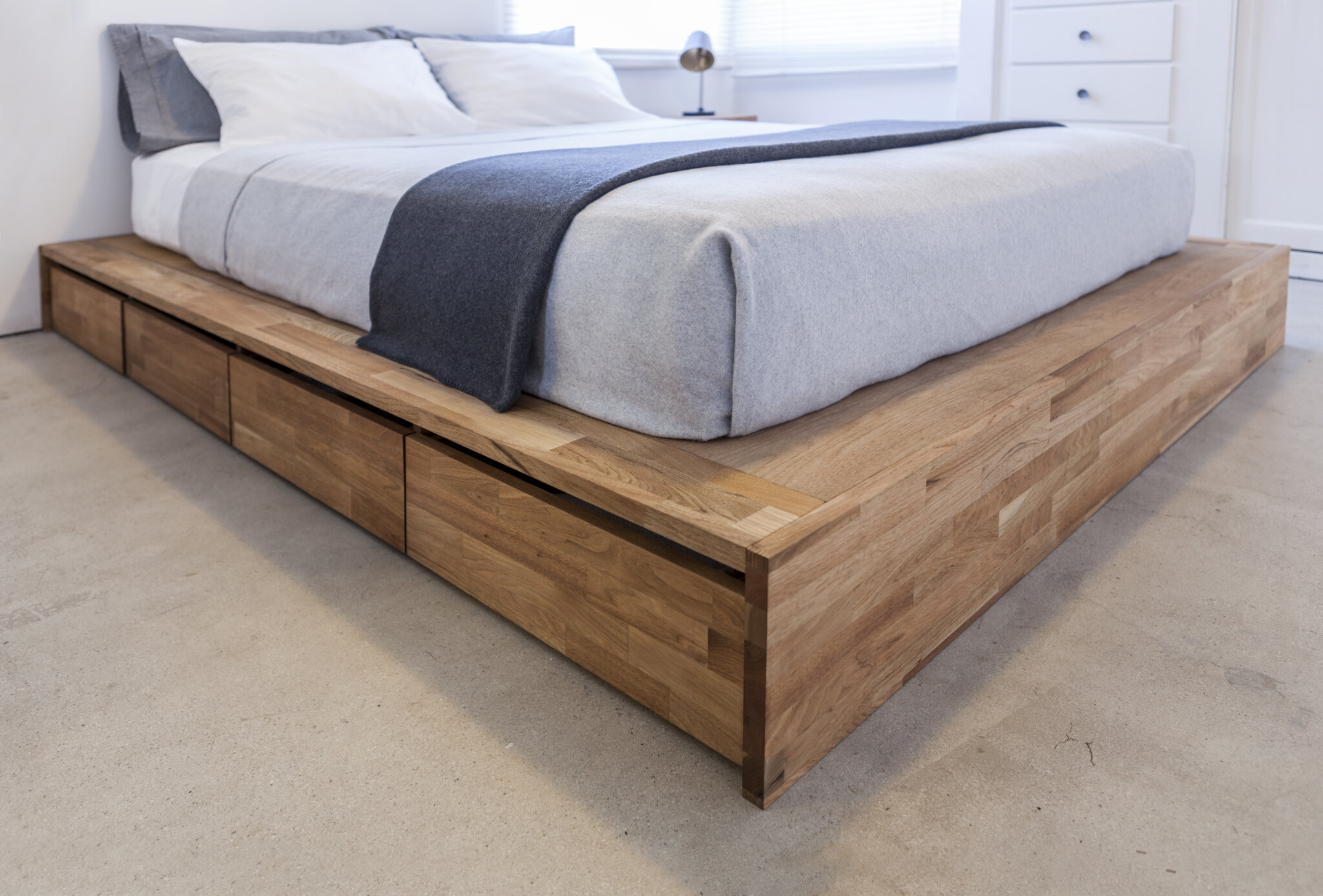 Bed With Drawers Underneath Visualhunt, King Platform Bed With Storage Underneath