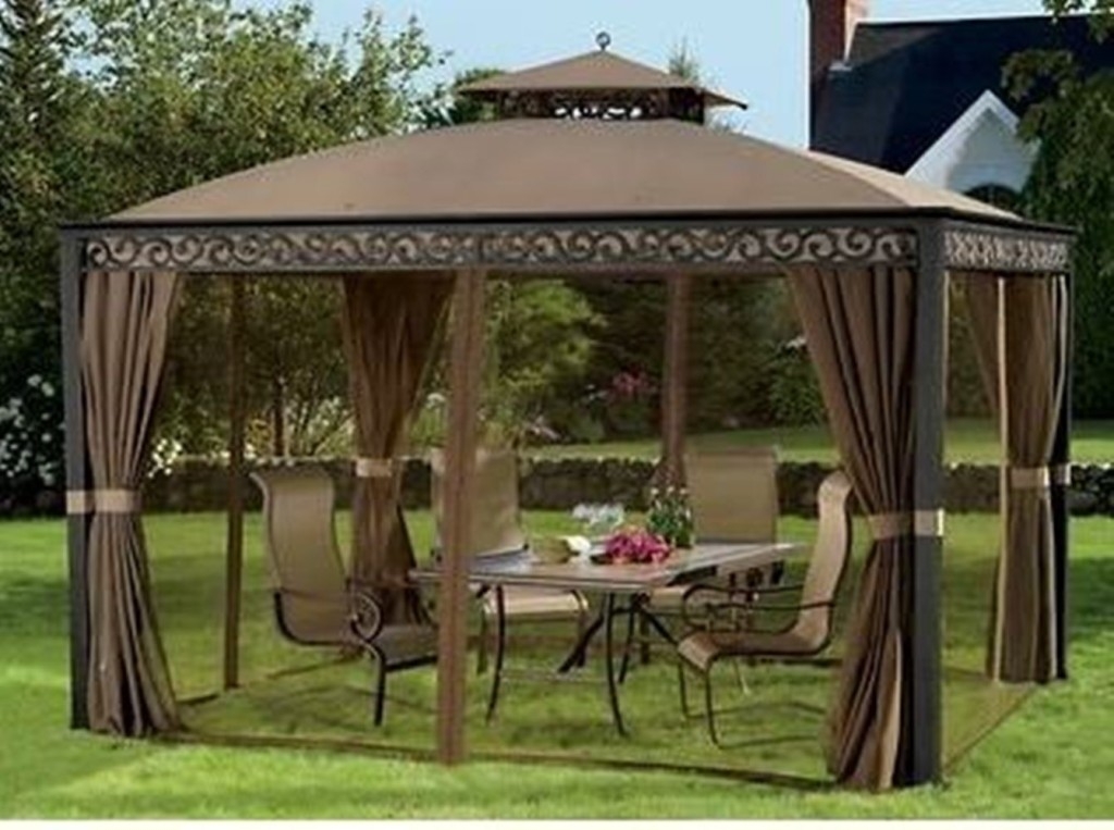 Outdoor Gazebo With Mosquito Netting and Privacy Panels ...