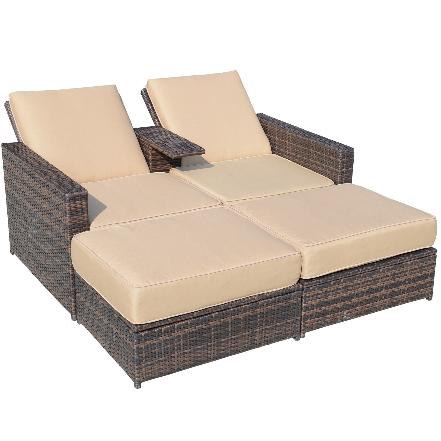 marti double reclining chaise lounge with cushion