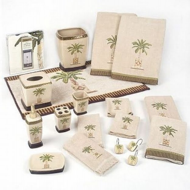 Palm tree bathroom towel set hot sale