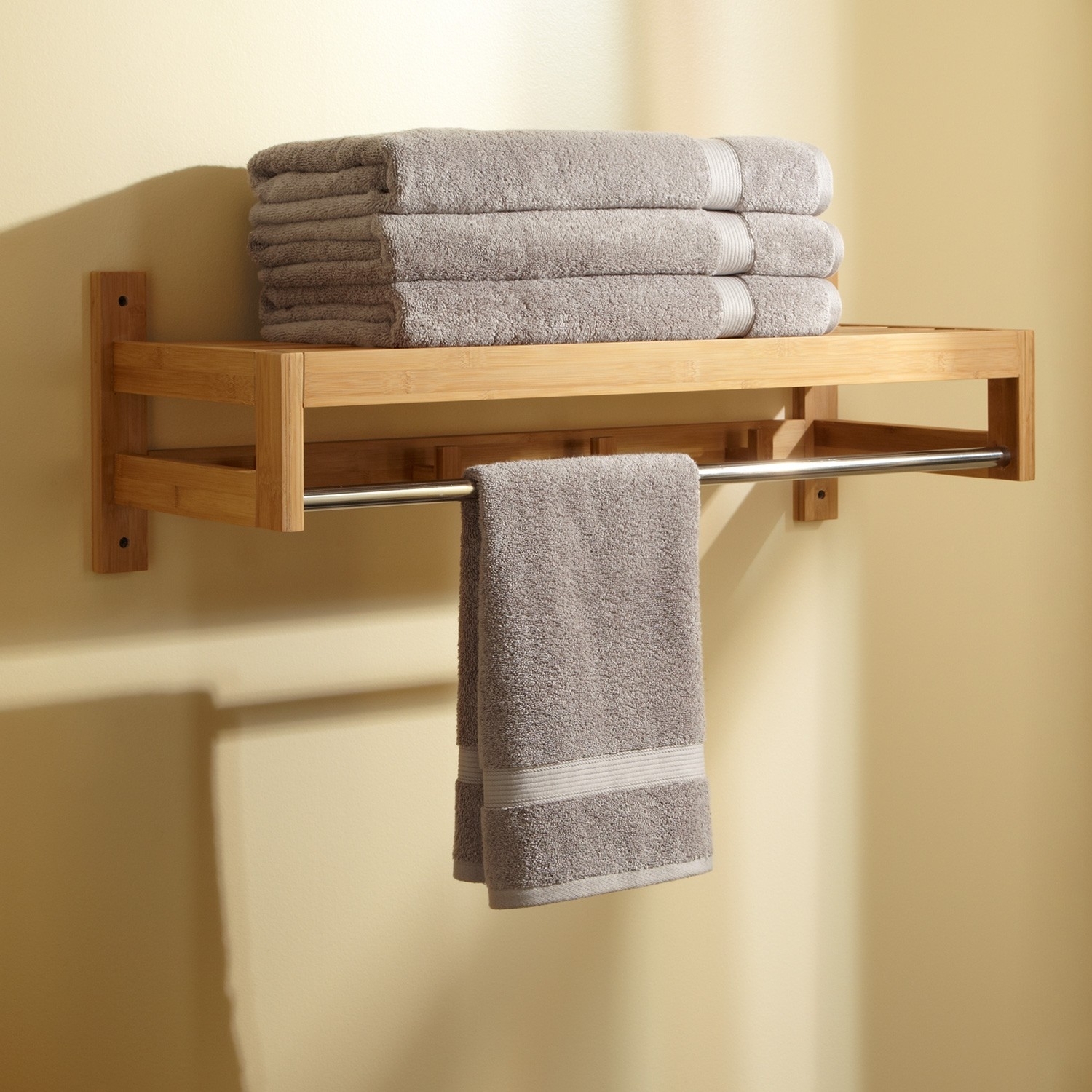 bathroom wall shelf with towel rack