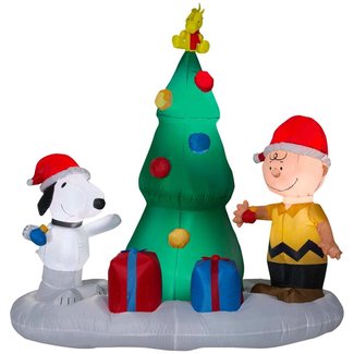 Peanuts 6 ft. W Pre-lit LED Inflatable Snoopy and Charlie