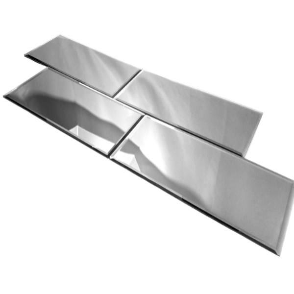 Peel And Stick Silver Mirror Glass Mirror BackSplash Subway