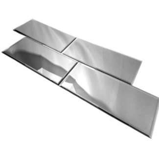 Peel And Stick Silver Mirror Glass Mirror BackSplash Subway