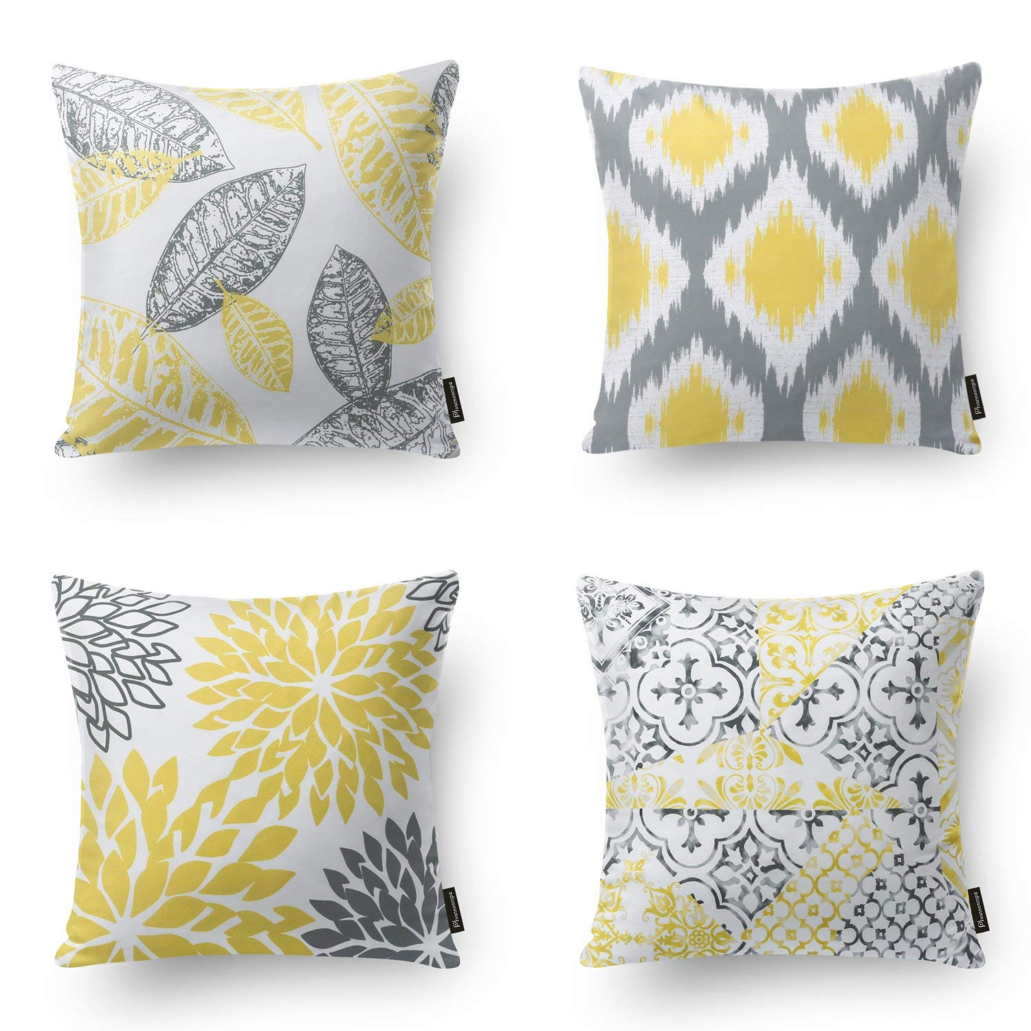 AENEY Pillow Covers 18x18 Inch Set of 4 Modern Throw Pillow Covers Home Sweet Home Geometry Floral Arrow Outdoor Decorative Pillows Case Home Decor Pillowcsae for Couch Sofa Yellow