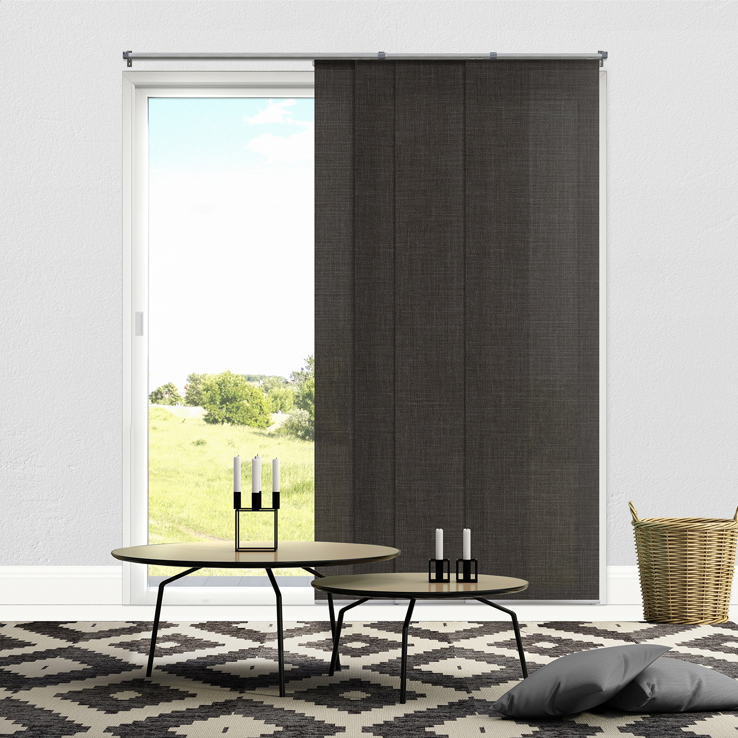 Premium Adjustable Sliding Panels, Cut to Length Vertical Blinds, Nautical Grey (Room Darkening Fabric) - Up to 80"W X 96"H