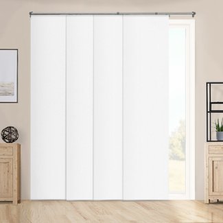 Premium Adjustable Sliding Panels, Cut to Length Vertical Blinds, Performance White (Blackout Fabric) - Up to 80"W X 96"H