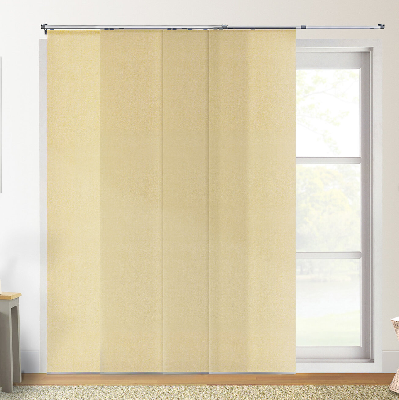 Premium Adjustable Sliding Panels, Cut to Length Vertical Blinds, Urban Desert (Semi-Sheer Fabric) - Up to 80"W X 96"H