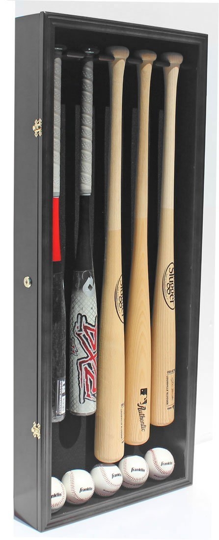 5 baseball display case with bat rack