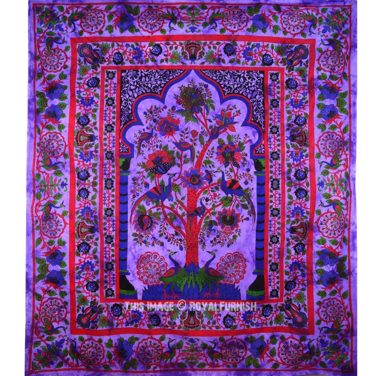 Ethnic Tree Of Life Purple Colour Wonderful Design Picture Queen Tapestry Indian 