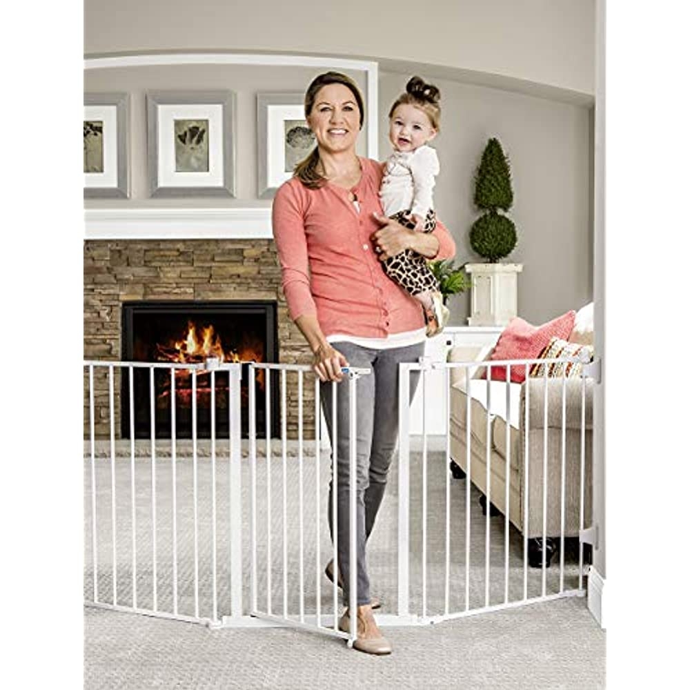 Regalo 76 Inch Super Wide Configurable Baby Gate, 3-Panel, Includes Wall Mounts and Hardware