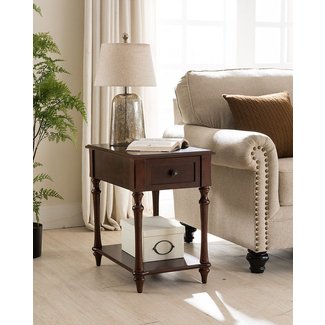 Regency Side Table with Charging Station in Dark Cherry ...