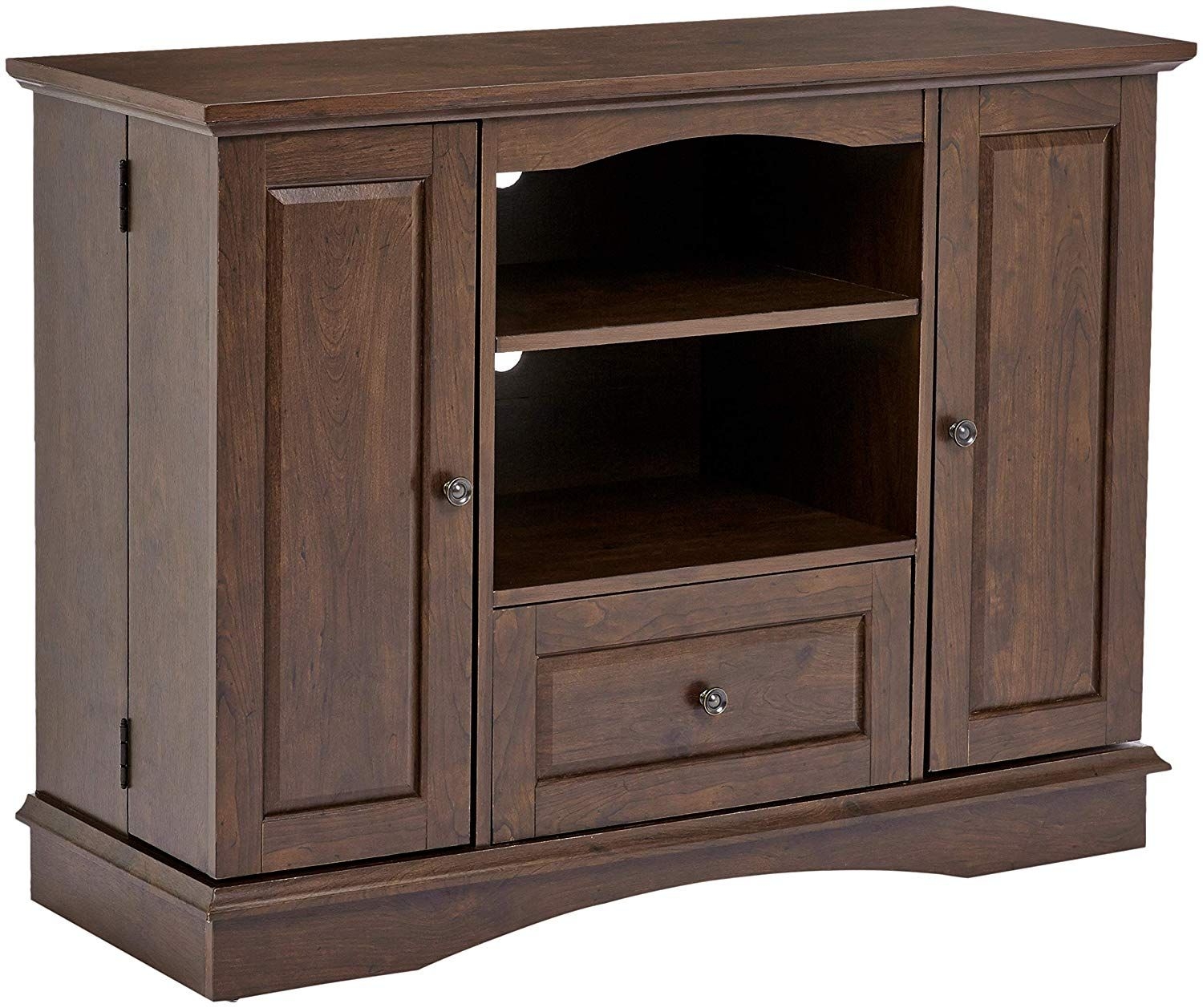 Rockpoint Milano 42-Inch Highboy-Style Wood TV Stand Console, Walnut Brown