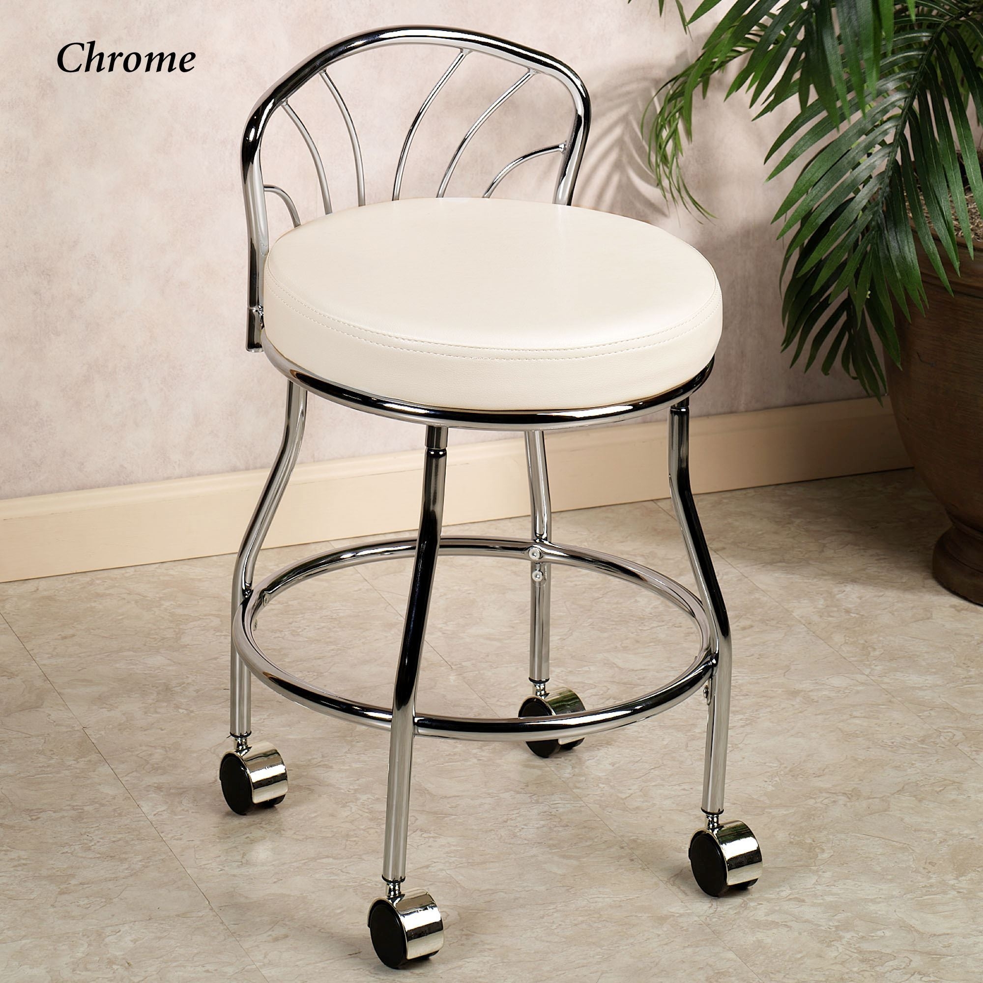 Chanel Vanity Bench, Chrome & White