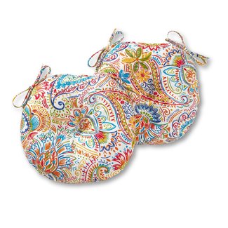 Round Indoor/Outdoor Dining Chair Cushion (Set of 2)