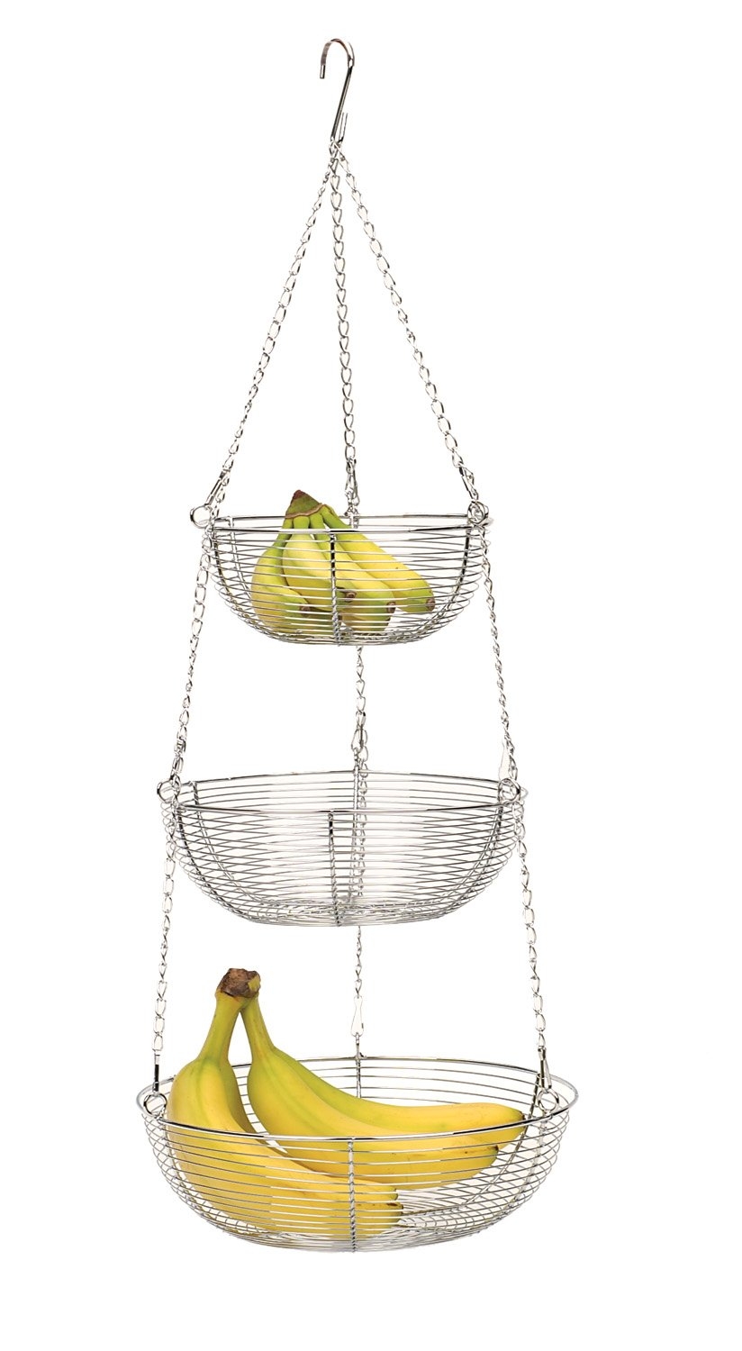 RSVP 3-Tier Hanging Wire Basket, Woven Chrome