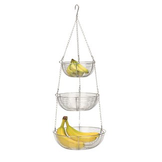 RSVP 3-Tier Hanging Wire Basket, Woven Chrome