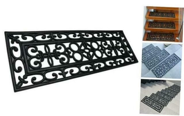 Rubber-Cal 6-Piece Regal Stair Treads Rubber Step Mats, 9.75 by 29.75-Inch, Black