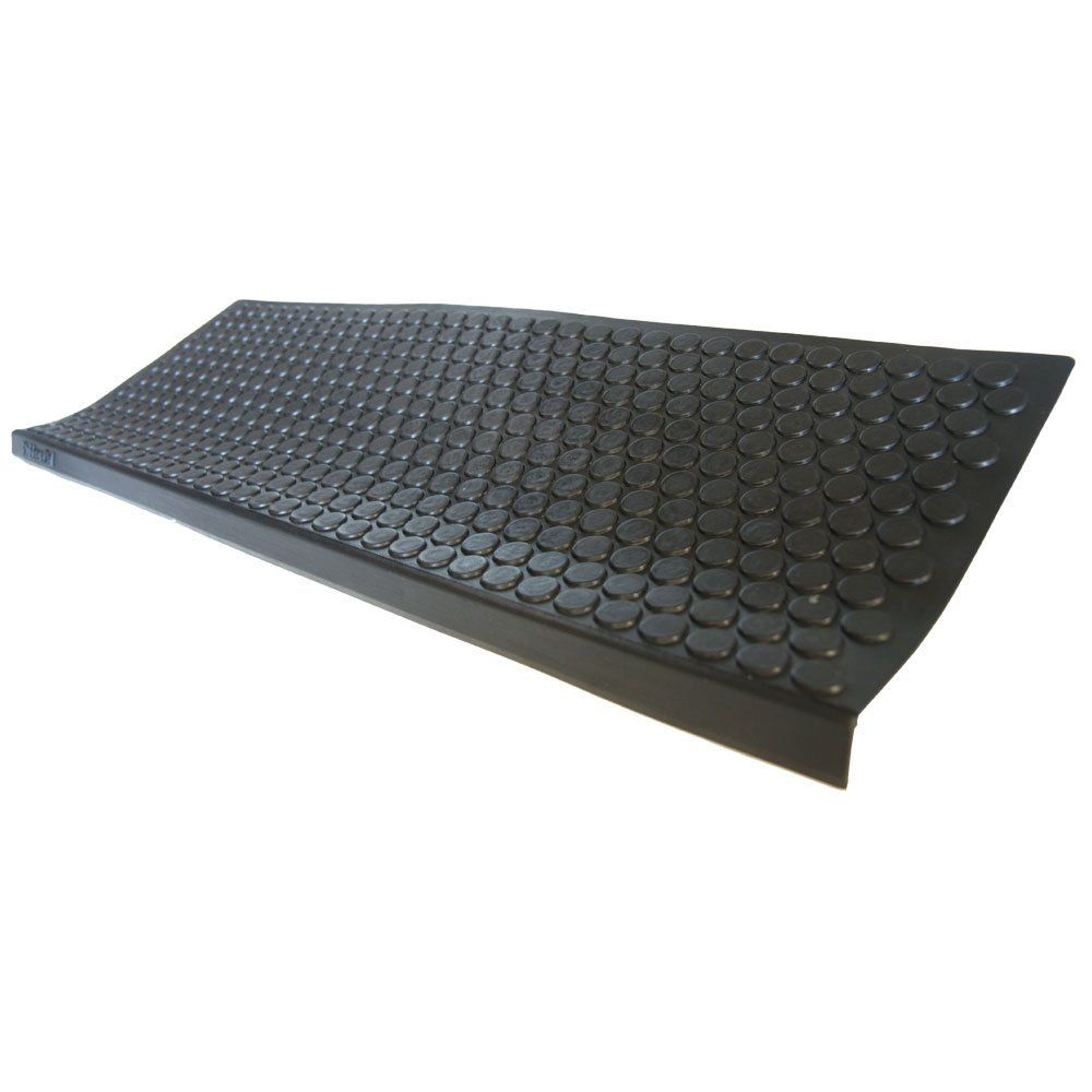 Outdoor Rubber Stair Treads 5 Black Rubber Treads per Box with Screws and Washers Included Heavy Duty Anti Skid Strips for Outside Use 4x24-inch Textured Non-Slip Mats for Staircase