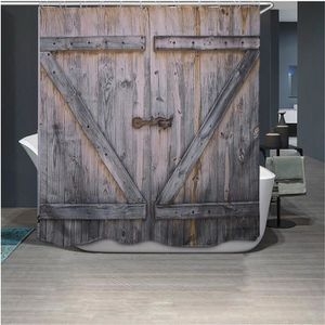 Rustic Country Barn Wood Door Shower Curtain,Waterproof and Mildewproof Polyester Fabric Bath Curtain Design