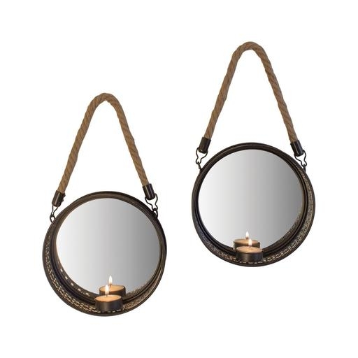 Rustic Mirrored Candle Wall Sconce