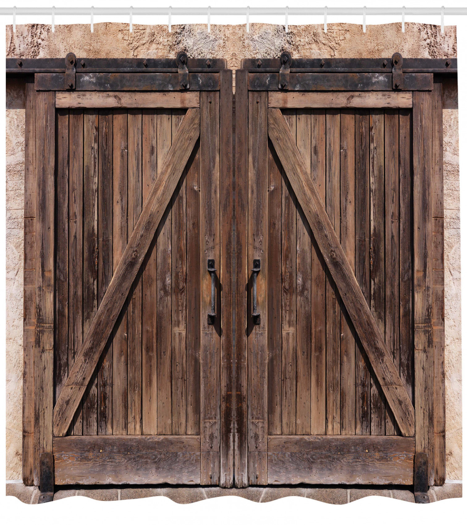 Rustic Shower Curtain Wooden Barn Door Image Print for ...