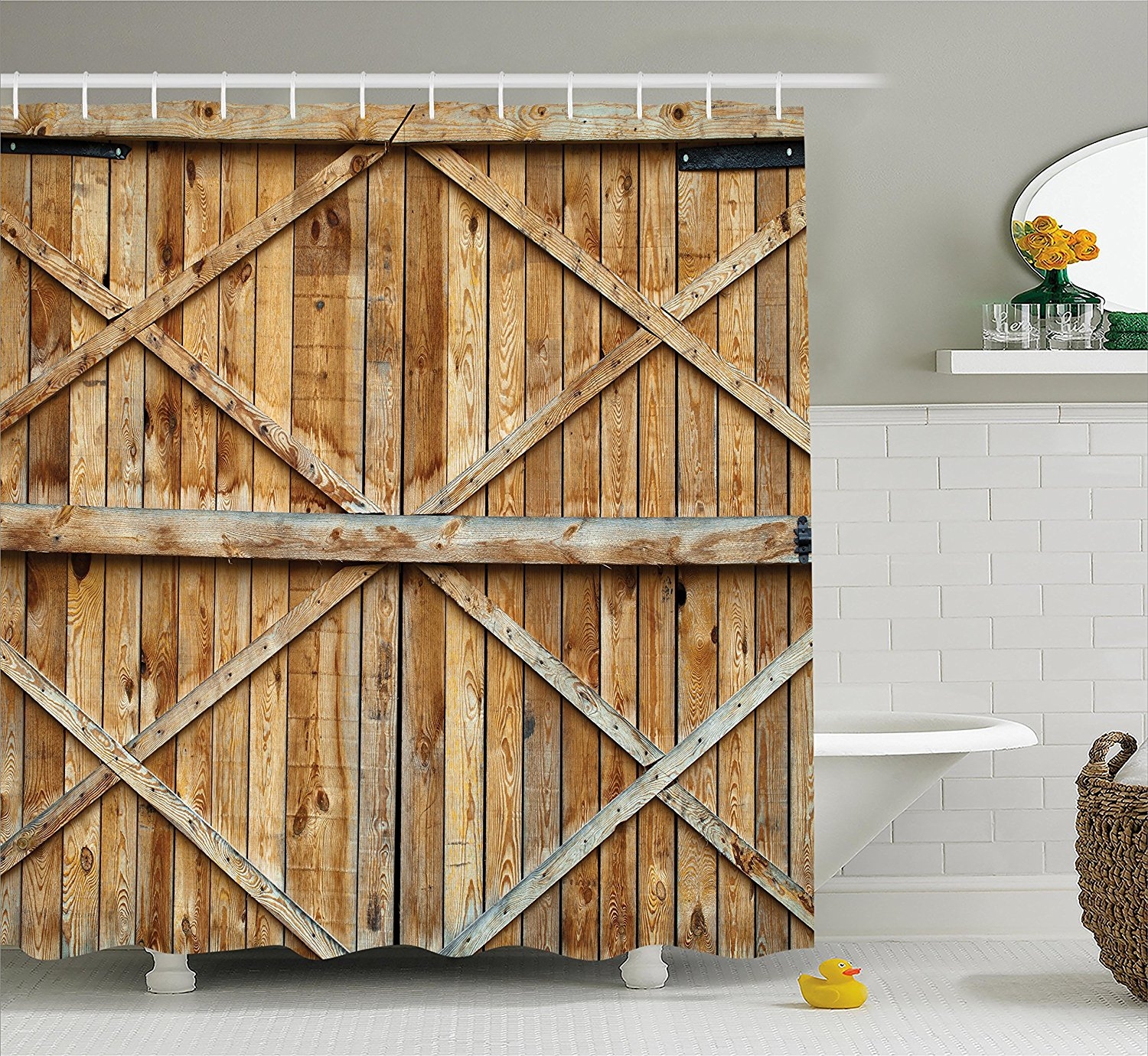 Details about   Rusty Texas Star Wood Plank Barn Door Gate Waterproof Fabric Shower Curtain 72" 