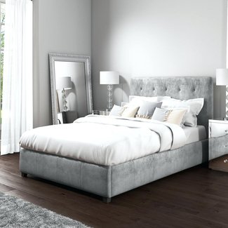 Safina Kingsize Ottoman Bed in Beige Velvet | Furniture123