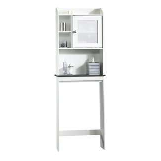 Sauder 414111 Caraway Etagere, L: 23.31" x W: 7.44" x H: 68.07", Soft White/Slate finish