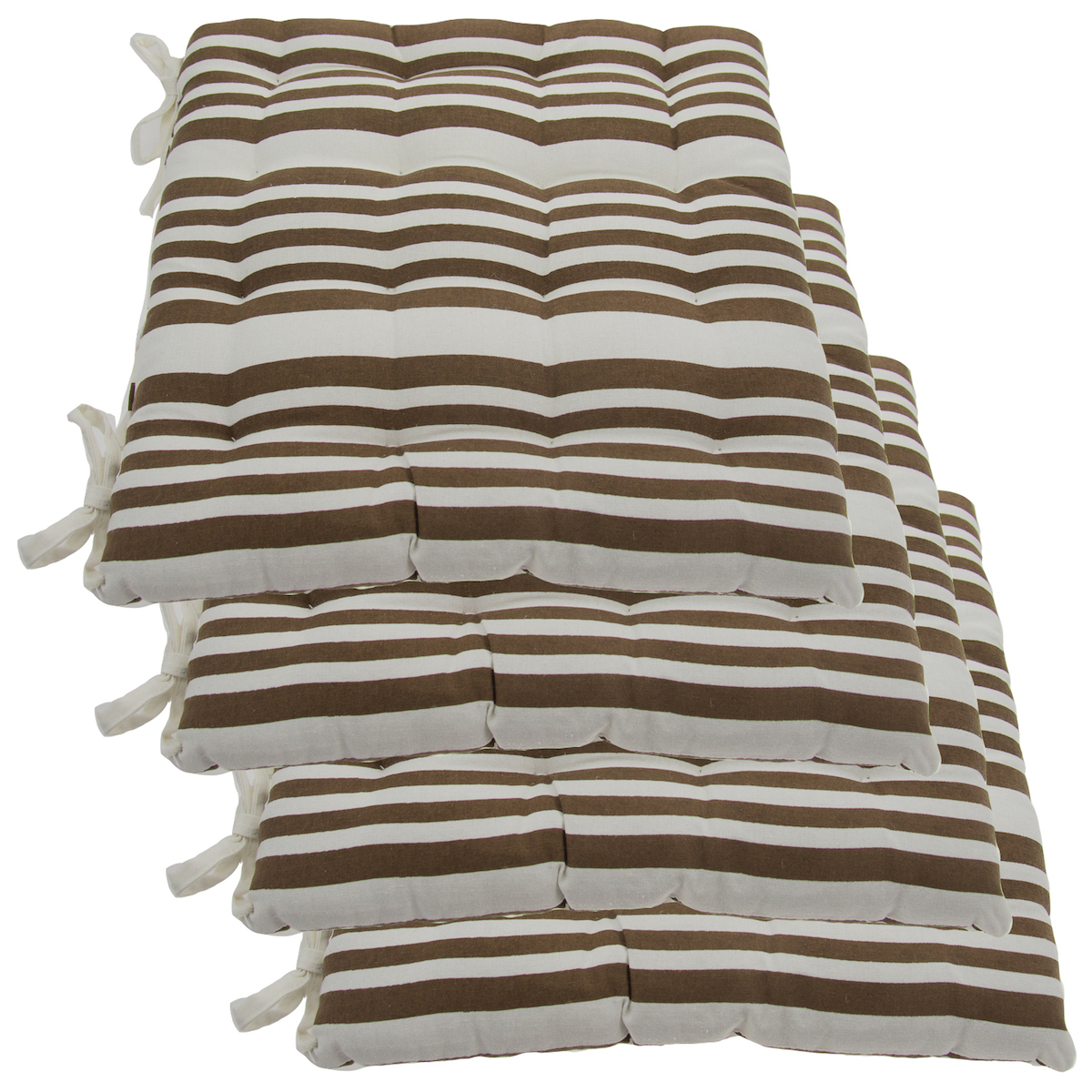 Set Of 4 Cotton Indoor Reversible Chair Pads & Ties