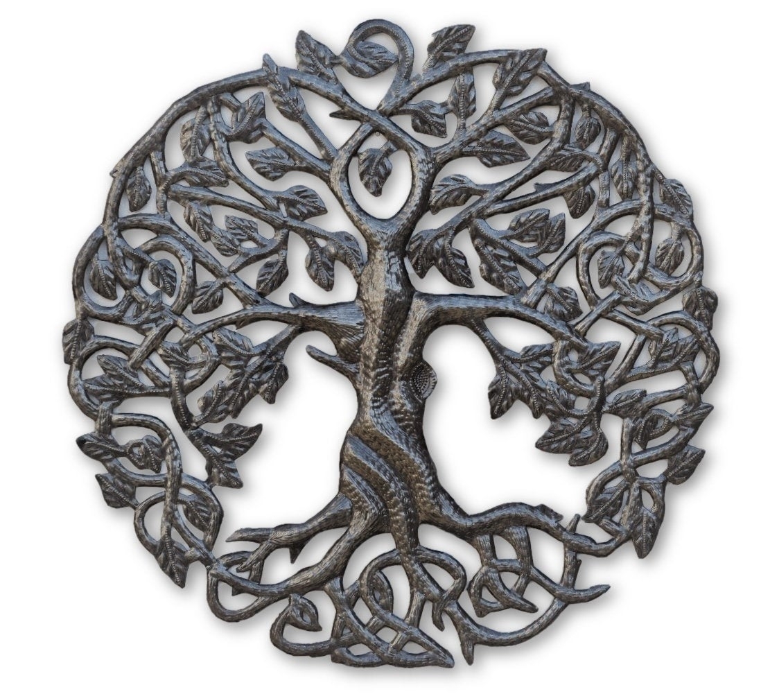 75cm Solid Steel Metal Wall Art Tree of Life with stag hand finished