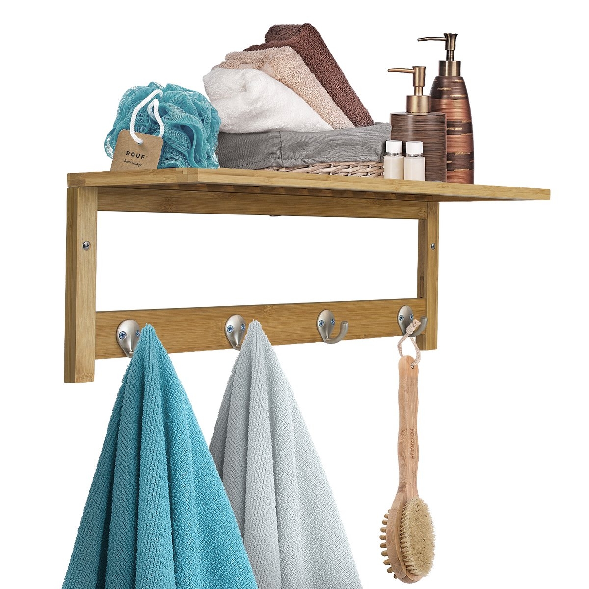 Small Home Traditions Z02227 Rustic Metal Wall Mount Shelf with Towel Bar 
