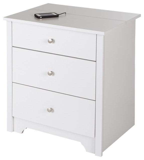 South Shore Vito Nightstand with Charging Station and ...